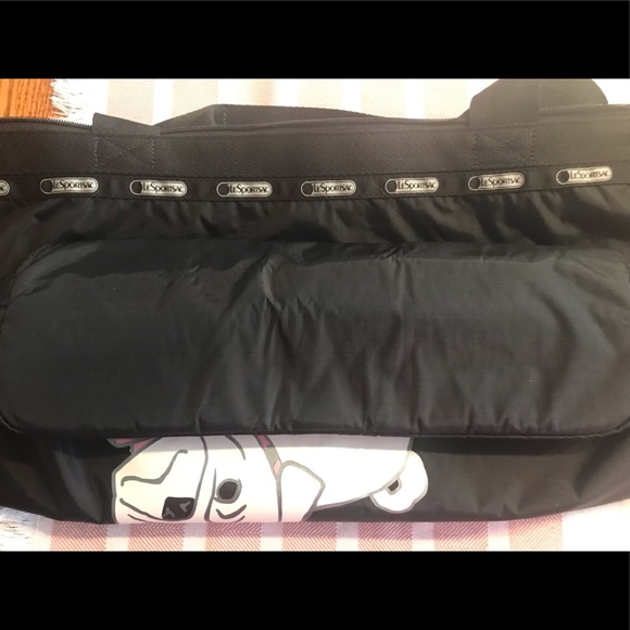 EUC LeSportsac Large Black 2-Sided 2 Different Dog Print Nylon Tote - Picture 6 of 10